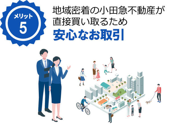 地域密着の小田急不動産が直接買い取るため安心なお取引。