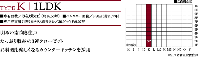 TYPE K 1LDKLʐρ^54.65㎥i16.53؁j